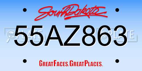 55AZ863 South Dakota License Plate