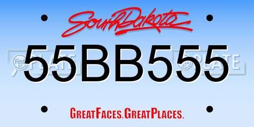 55BB555 South Dakota License Plate