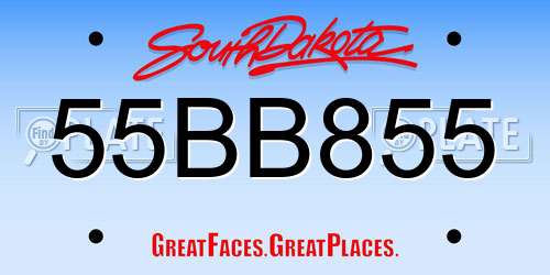 55BB855 South Dakota License Plate