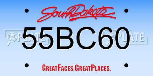 55BC60 South Dakota License Plate