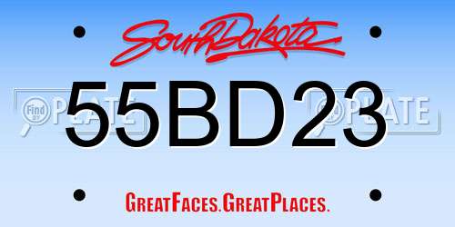 55BD23 South Dakota License Plate