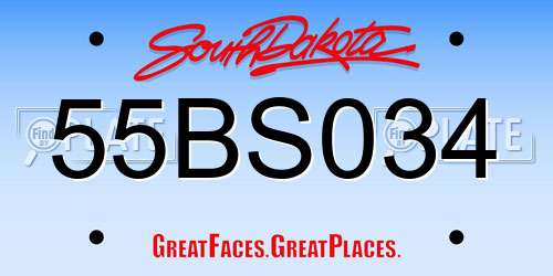 55BS034 South Dakota License Plate