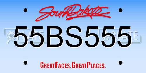 55BS555 South Dakota License Plate