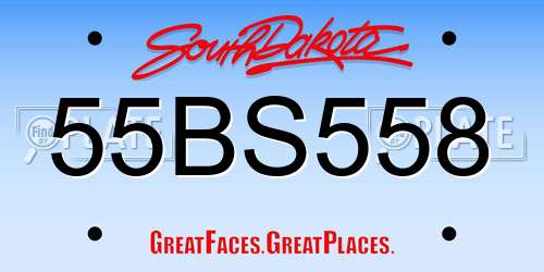 55BS558 South Dakota License Plate