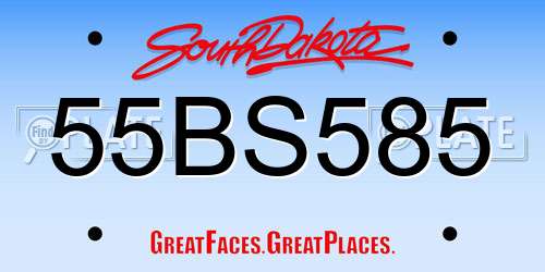 55BS585 South Dakota License Plate