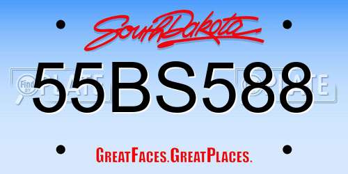 55BS588 South Dakota License Plate