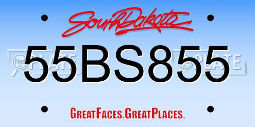 55BS855 South Dakota License Plate