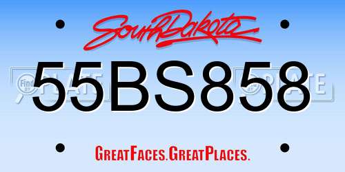 55BS858 South Dakota License Plate