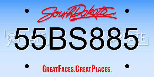 55BS885 South Dakota License Plate