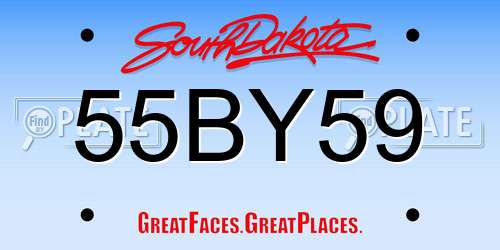 55BY59 South Dakota License Plate