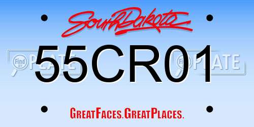 55CR01 South Dakota License Plate