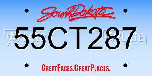 55CT287 South Dakota License Plate