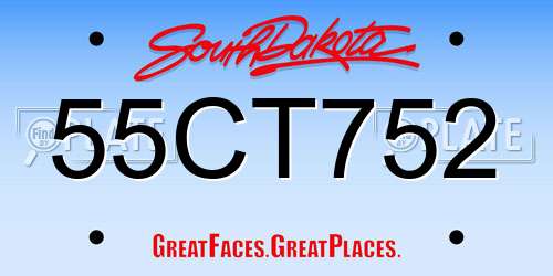 55CT752 South Dakota License Plate