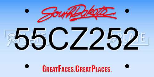 55CZ252 South Dakota License Plate