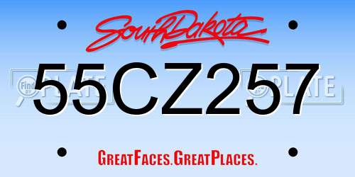 55CZ257 South Dakota License Plate