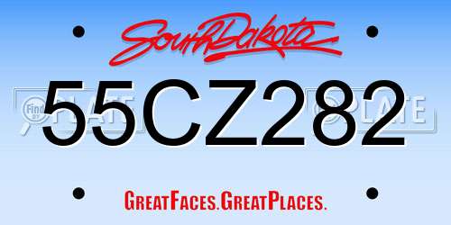 55CZ282 South Dakota License Plate