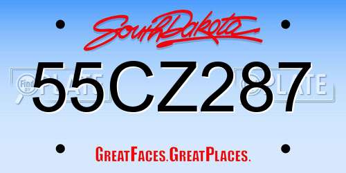 55CZ287 South Dakota License Plate
