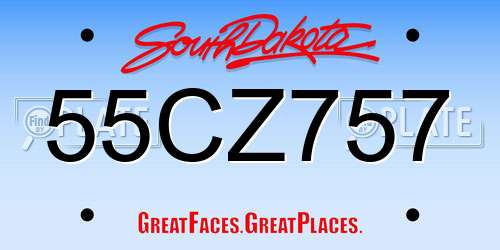 55CZ757 South Dakota License Plate