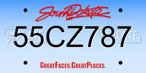 55CZ787 South Dakota License Plate