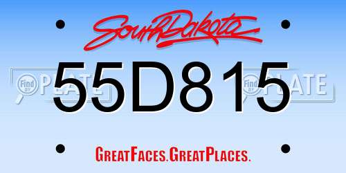 55D815 South Dakota License Plate