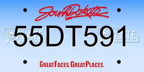 55DT591 South Dakota License Plate