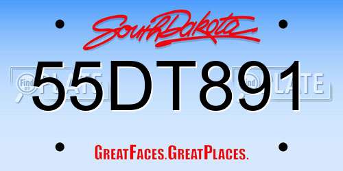 55DT891 South Dakota License Plate