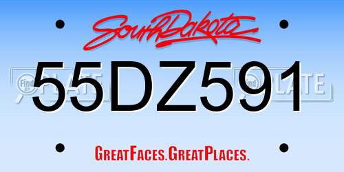 55DZ591 South Dakota License Plate