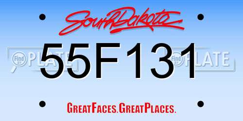 55F131 South Dakota License Plate