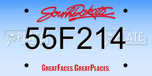 55F214 South Dakota License Plate