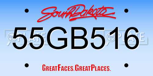 55GB516 South Dakota License Plate