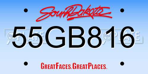 55GB816 South Dakota License Plate
