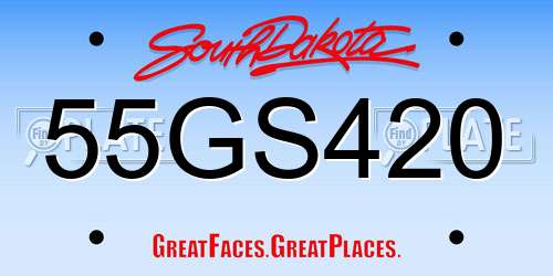 55GS420 South Dakota License Plate
