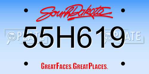 55H619 South Dakota License Plate
