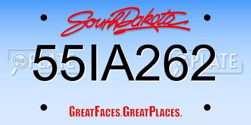 55IA262 South Dakota License Plate