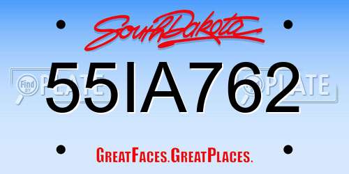 55IA762 South Dakota License Plate