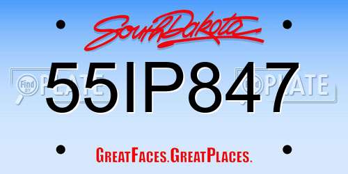 55IP847 South Dakota License Plate
