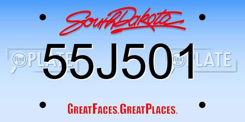 55J501 South Dakota License Plate