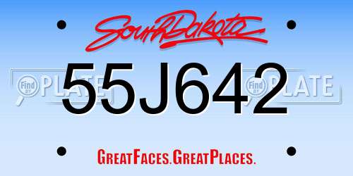 55J642 South Dakota License Plate