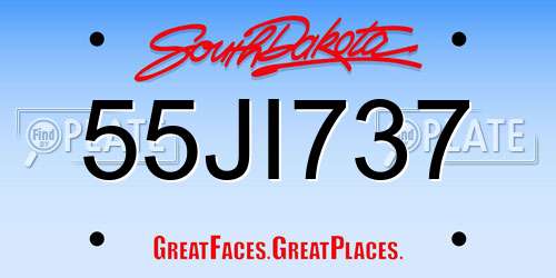 55JI737 South Dakota License Plate
