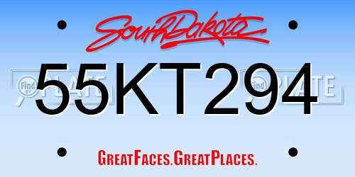 55KT294 South Dakota License Plate