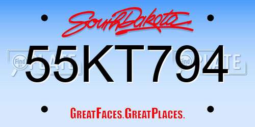 55KT794 South Dakota License Plate