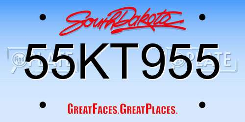55KT955 South Dakota License Plate