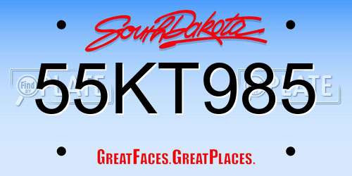 55KT985 South Dakota License Plate