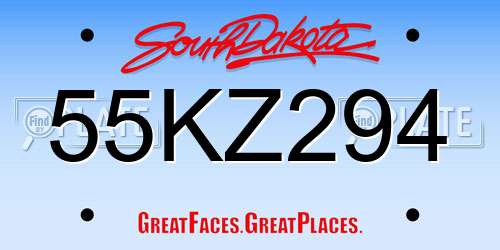 55KZ294 South Dakota License Plate