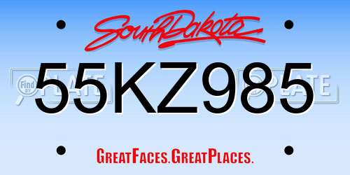 55KZ985 South Dakota License Plate