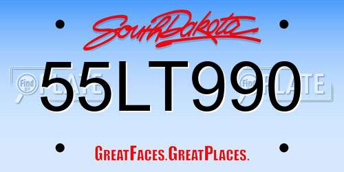 55LT990 South Dakota License Plate