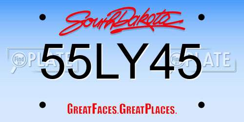 55LY45 South Dakota License Plate