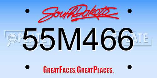 55M466 South Dakota License Plate