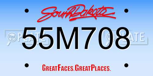 55M708 South Dakota License Plate