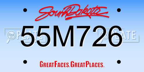 55M726 South Dakota License Plate